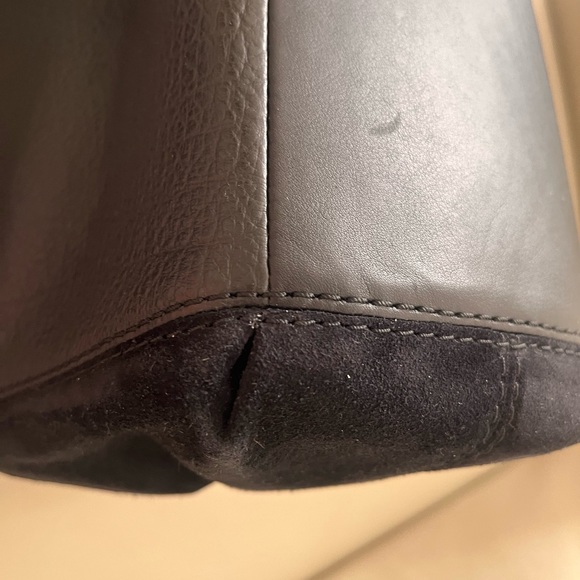 NWT Authentic Coach black Leather Suede Large Tote - Picture 10 of 11